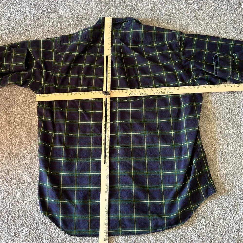 vintage Lauren Ralph Lauren shirt womens L blue green plaid button down‎ crest - Picture 8 of 10